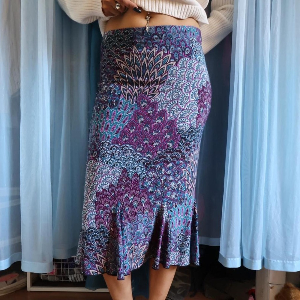 Paisley Print Midi Skirt